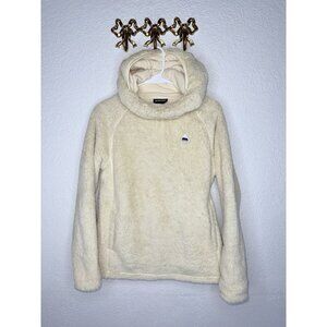 Burton Hoodie Womens Small Cream Sherpa Pullover Drawcord Kangaroo Pocket Snow Y